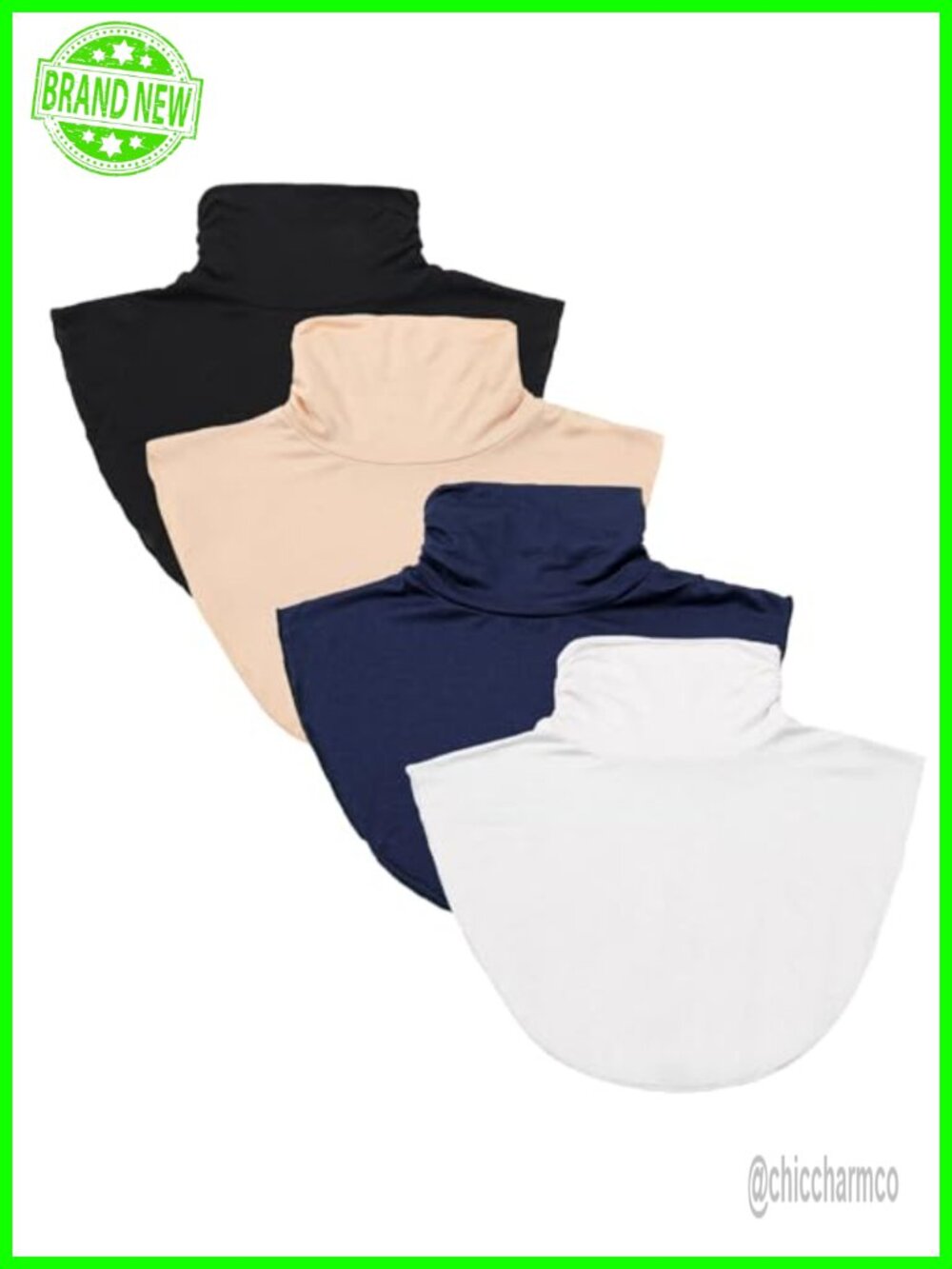 4pc Cotton Blend Turtleneck Dickey Collars Set - Half Top Neck Warmer